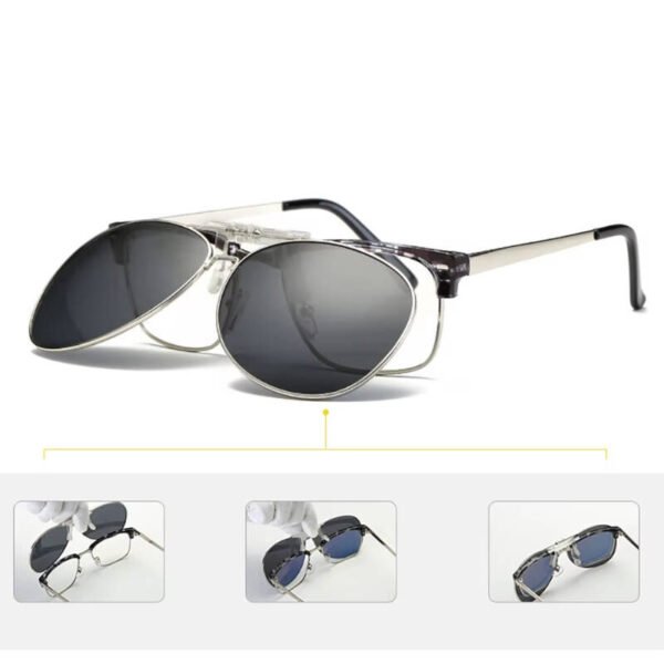 Πρόσθετο Γυαλιών Ηλίου Pilot Aviator (Clip-On) με Πράσινο φακό (Με Θήκη) - Image 2